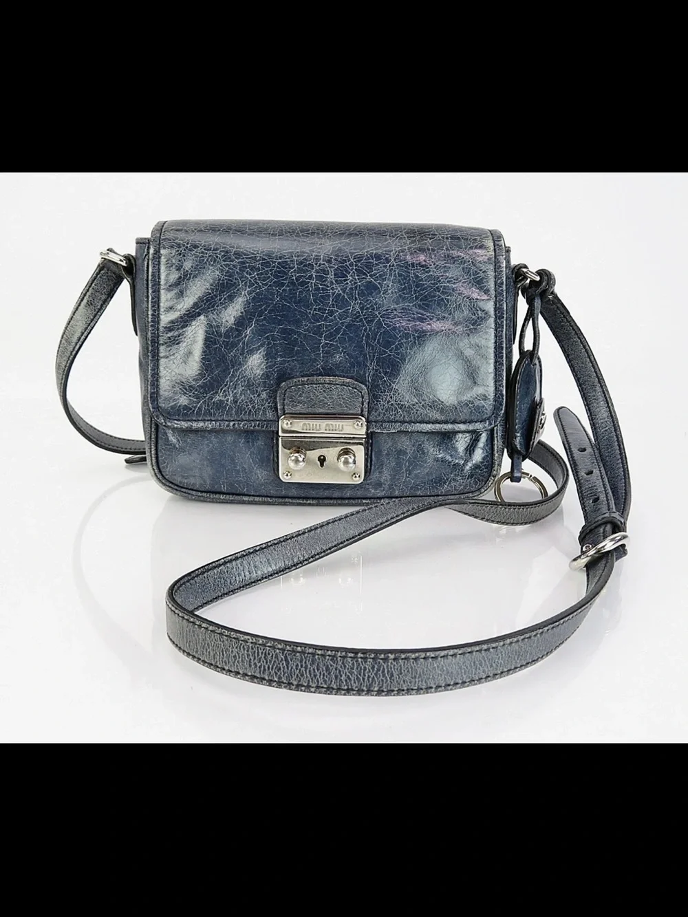 Miu Miu Navy Leather Crossbody Bag